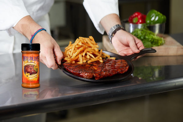 Spicy Boar Sweet Hot Rub Pork Steak and Homemade BBQ Sauce